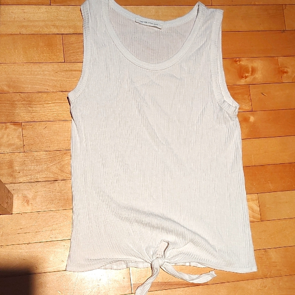 Caution to the Wind | White Sleeveless Tie-Front Top